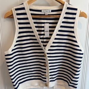 J. Crew Classic Navy and White Striped Top
